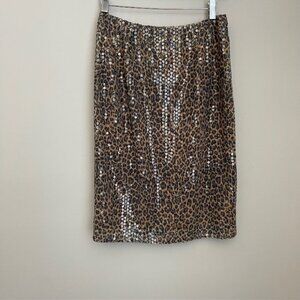 VTG CARLISLE sequin leopard pencil skirt Size US 4
